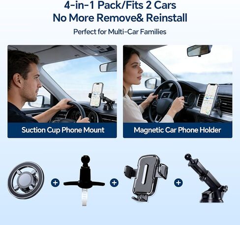 for iPhone MagSafe Phone Holders for Your car 2-Pack Adjustable Suction Cup Phone Mount for All iPhone & Android Smartphone,4 Setups - Dashboard/Vent/Windshield/Desk, Fits All Cars in Saudi Arabia