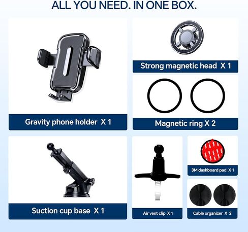 for iPhone MagSafe Phone Holders for Your car 2-Pack Adjustable Suction Cup Phone Mount for All iPhone & Android Smartphone,4 Setups - Dashboard/Vent/Windshield/Desk, Fits All Cars in Saudi Arabia
