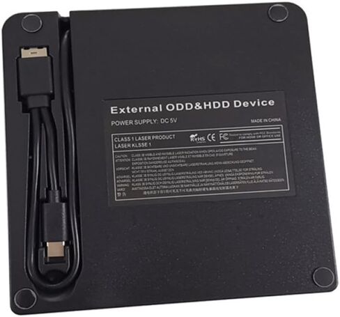 محرك أقراص DVD خارجي Operitacx Typec، محرك أقراص مضغوطة بصري خارجي USB متعدد الوظائف لأجهزة الكمبيوتر المحمول المكتبية المتوافقة مع نظام التشغيل Windows باللون الأسود in Kuwait