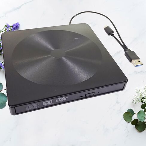 محرك أقراص DVD خارجي Operitacx Typec، محرك أقراص مضغوطة بصري خارجي USB متعدد الوظائف لأجهزة الكمبيوتر المحمول المكتبية المتوافقة مع نظام التشغيل Windows باللون الأسود in Kuwait