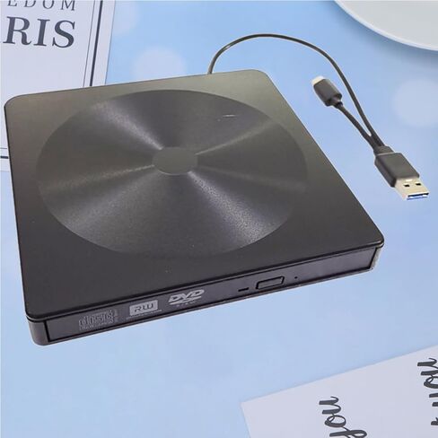 محرك أقراص DVD خارجي Operitacx Typec، محرك أقراص مضغوطة بصري خارجي USB متعدد الوظائف لأجهزة الكمبيوتر المحمول المكتبية المتوافقة مع نظام التشغيل Windows باللون الأسود in Kuwait