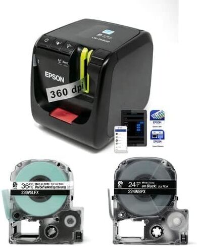 LABELWORKS Epson Studio Labeling Bundle - LW-PX800 Label Maker, 236VSLPX and 224WBPX Tape Cartridges - Black on White Vinyl Self Laminating Overwrap and White on Black Industrial Label Maker Tapes in Saudi Arabia