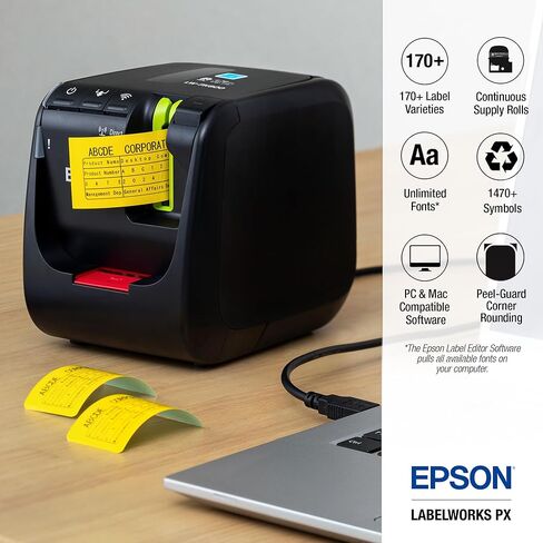 LABELWORKS Epson Studio Labeling Bundle - LW-PX800 Label Maker, 236VSLPX and 224WBPX Tape Cartridges - Black on White Vinyl Self Laminating Overwrap and White on Black Industrial Label Maker Tapes in Saudi Arabia