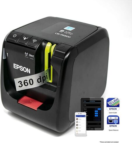 LABELWORKS Epson Studio Labeling Bundle - LW-PX800 Label Maker, 236VSLPX and 224WBPX Tape Cartridges - Black on White Vinyl Self Laminating Overwrap and White on Black Industrial Label Maker Tapes in Saudi Arabia