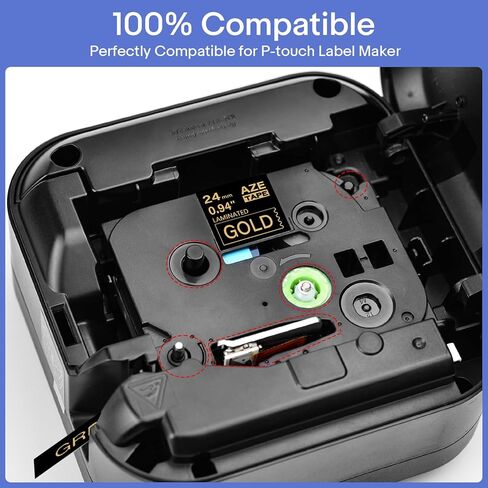 GREENCYCLE 3 عبوات متوافقة مع شريط ملصقات Brother P-Touch TZe-354 TZ-354 24 مم 0.94 ذهبي مصفح على أسود TZe354 TZ354 TZe TZ شريط ملصقات لـ PT-D600 D610BT P700 P750W in Saudi Arabia