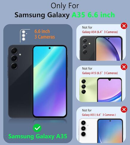 FNTCASE for Galaxy A35-5G Phone Case - Military Grade Drop Protection, 14ft Drop Tested, Screen Protector Included, Anti-Slip Textured, TPU+PC Dual Layer Shockproof Samsung a35 Case Cover (Black) in Saudi Arabia