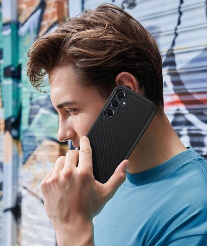 FNTCASE for Galaxy A35-5G Phone Case - Military Grade Drop Protection, 14ft Drop Tested, Screen Protector Included, Anti-Slip Textured, TPU+PC Dual Layer Shockproof Samsung a35 Case Cover (Black) in Saudi Arabia