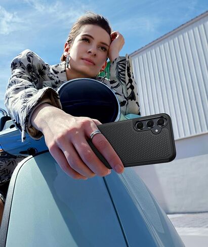 FNTCASE for Galaxy A35-5G Phone Case - Military Grade Drop Protection, 14ft Drop Tested, Screen Protector Included, Anti-Slip Textured, TPU+PC Dual Layer Shockproof Samsung a35 Case Cover (Black) in Saudi Arabia