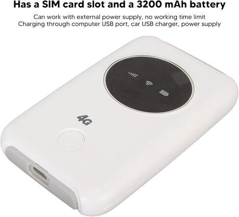مودم Sorandy 4G LTE USB WiFi، نقطة اتصال متنقلة محمولة مع فتحة لبطاقة SIM وبطارية 3200 مللي أمبير في الساعة للسفر والأعمال الخارجية وتوصيل 10 أجهزة in Kuwait