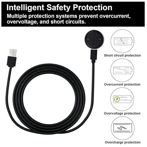 Charger Cable for Amazfit Active 2/Bip 6, 1m/3.3FT USB Replacement Charging Cord Portable Type C Smartwatch Dock & Charger Station (Black) in Saudi Arabia