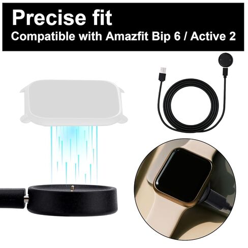 Charger Cable for Amazfit Active 2/Bip 6, 1m/3.3FT USB Replacement Charging Cord Portable Type C Smartwatch Dock & Charger Station (Black) in Saudi Arabia