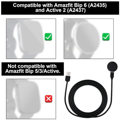 Charger Cable for Amazfit Active 2/Bip 6, 1m/3.3FT USB Replacement Charging Cord Portable Type C Smartwatch Dock & Charger Station (Black) in Saudi Arabia
