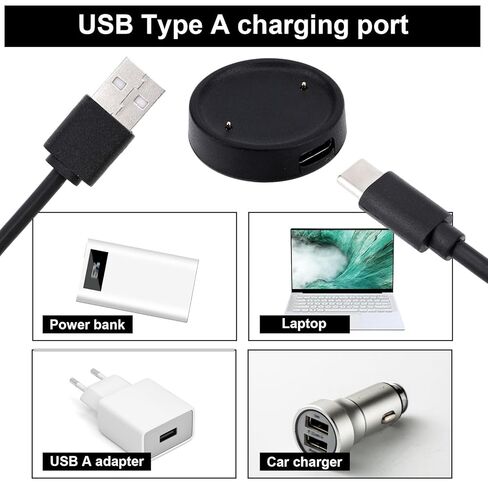 Charger Cable for Amazfit Active 2/Bip 6, 1m/3.3FT USB Replacement Charging Cord Portable Type C Smartwatch Dock & Charger Station (Black) in Saudi Arabia