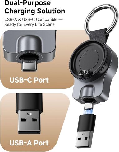 شاحن ساعة محمول SwanScout لساعة Garmin Forerunner، Vivoactive، Fenix، Instinct، Venu، Tactix، Approach، D2، سلسلة Quatix، شاحن سفر محمول USB C وUSB A قابل للدوران، SwanScout 510GM in Kuwait