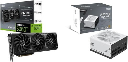 مجموعة من بطاقة الرسومات ASUS The SFF-Ready Prime GeForce RTX5060 Ti سعة 16 جيجابايت GDDR7 OC Edition + ASUS Prime 850W Gold (متوافق مع ATX 3.0، مصدر طاقة معياري بالكامل، معتمد من 80+ ذهبي) in Saudi Arabia