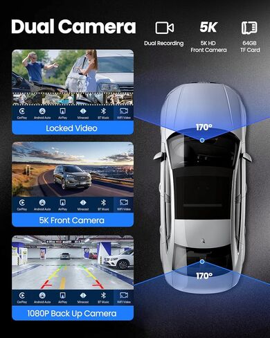 شاشة CarPlay لاسلكية محمولة مقاس 9 بوصات للسيارة - شاشة لمس Apple CarPlay وAndroid Auto Car مع نظام ملاحة GPS وبلوتوث ووصلة مرآة وتحكم صوتي - ترقية التوصيل والتشغيل لجميع المركبات in Kuwait