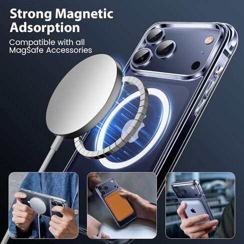 حافظة Mkeke المغناطيسية لهاتف iPhone 17 Pro Max شفافة، [متوافقة مع MagSafe] [غير صفراء] [حماية من السقوط من الدرجة العسكرية] ممتص الصدمات لهاتف iPhone 6.9 بوصة 2025 in Kuwait