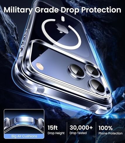 حافظة Mkeke المغناطيسية لهاتف iPhone 17 Pro Max شفافة، [متوافقة مع MagSafe] [غير صفراء] [حماية من السقوط من الدرجة العسكرية] ممتص الصدمات لهاتف iPhone 6.9 بوصة 2025 in Kuwait