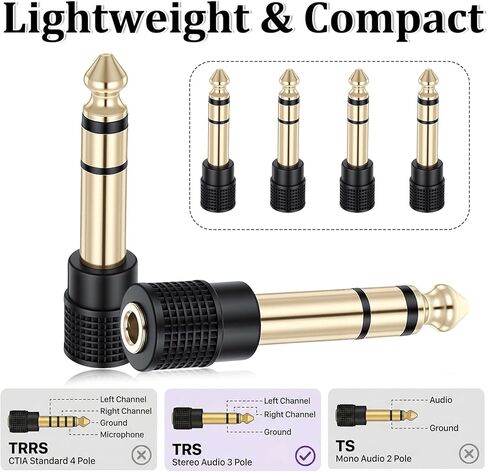 4 Pack 3.5mm to 1/4 Adapter, Gold-Plated 6.35mm to 3.5mm Headphone Adapter Jack, Headphone Adapters Jack for Headphones, Guitar, Mixer, Keyboard in Saudi Arabia