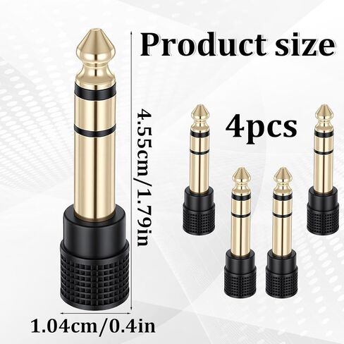 4 Pack 3.5mm to 1/4 Adapter, Gold-Plated 6.35mm to 3.5mm Headphone Adapter Jack, Headphone Adapters Jack for Headphones, Guitar, Mixer, Keyboard in Saudi Arabia
