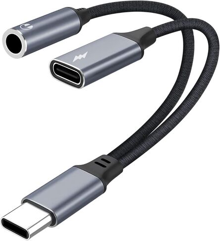 MOYAGOA USB C إلى 3.5 ملم محول سماعة رأس ومحول شاحن، 2 في 1 صوت وشحن سريع لهاتف iPhone يدعم صوت عالي الدقة بدون فقدان 17/16/15/Pro/Pro Max، iPad، in Kuwait