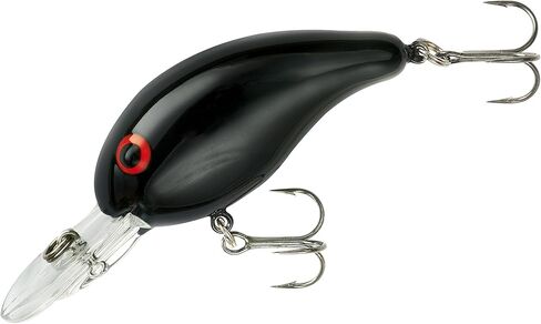 BANDIT LURES Series 200 Crankbait Bass Fishing Lures, Fishing Accessories, Dives to 8-feet Deep, 2', 1/4 oz, Solid Black, (BDT218) in Saudi Arabia