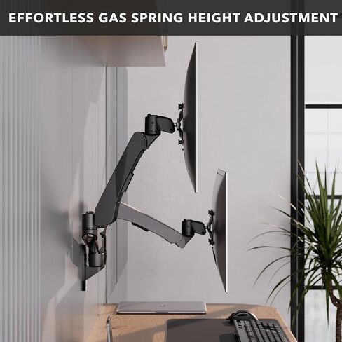 Mount-It! CLiX Dual Monitor Wall Mount Full Motion Arms, TAA-Compliant, Monitor Wall Mounts for 2 Monitors 13-34" up to 22 lbs Each, VESA 75x75 100x100, Aluminum Double Monitor Wall Mount Side by Side in Saudi Arabia