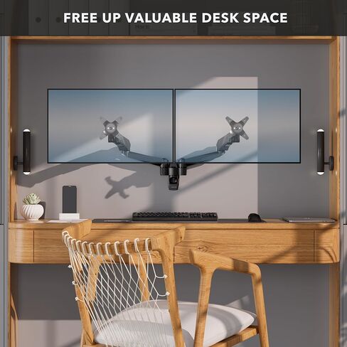 Mount-It! CLiX Dual Monitor Wall Mount Full Motion Arms, TAA-Compliant, Monitor Wall Mounts for 2 Monitors 13-34" up to 22 lbs Each, VESA 75x75 100x100, Aluminum Double Monitor Wall Mount Side by Side in Saudi Arabia