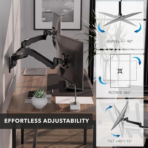 Mount-It! CLiX Dual Monitor Wall Mount Full Motion Arms, TAA-Compliant, Monitor Wall Mounts for 2 Monitors 13-34" up to 22 lbs Each, VESA 75x75 100x100, Aluminum Double Monitor Wall Mount Side by Side in Saudi Arabia