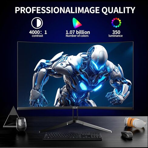 شاشة ZZA 32 بوصة للألعاب المنحنية 4K 160HZ شاشة كمبيوتر UHD 3840 * 2160P VA، منحنية 1500R، تدعم AMD Freesync، 120% sRGB، تركيبات مدمجة قابلة للتركيب على الحائط (HDMI 2.1/DP 1.4) in Kuwait