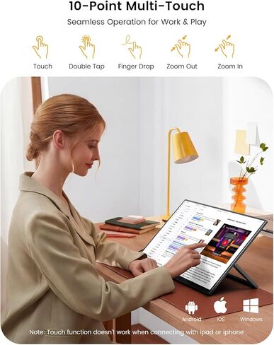شاشة UPERFECT المحمولة التي تعمل باللمس مقاس 15.6 بوصة، وشاشة كمبيوتر محمول مزودة بلوحة مفاتيح بلوتوث، وبطارية مدمجة بقوة 8000 مللي أمبير في الساعة | حامل قابل للتعديل | مكبرات الصوت، شاشة خارجية رفيعة للغاية للهاتف، وحدة التحكم بالألعاب in Kuwait