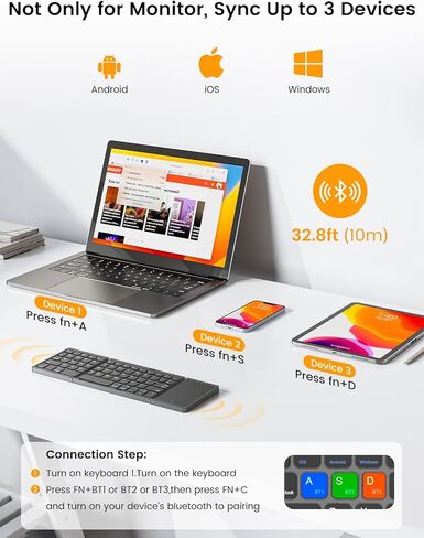شاشة UPERFECT المحمولة التي تعمل باللمس مقاس 15.6 بوصة، وشاشة كمبيوتر محمول مزودة بلوحة مفاتيح بلوتوث، وبطارية مدمجة بقوة 8000 مللي أمبير في الساعة | حامل قابل للتعديل | مكبرات الصوت، شاشة خارجية رفيعة للغاية للهاتف، وحدة التحكم بالألعاب in Kuwait