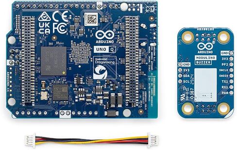 Arduino UNO Q 4GB + Modulino Buzzer — Plug‑and‑Play Qwiic Sound Module Bundle for AI, IoT, Robotics & Prototyping | Linux + Arduino | No‑Solder Modular Expansion in Saudi Arabia