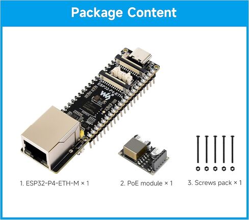 ESP32-P4 PoE Ethernet AI Development Board, Based On ESP32-P4 Chip, with PoE Module, Support P oE & USB-C Power Supply, Onboard ETH Port, MIPI-CSI/DSI, Microphone, Speaker Header, USB, etc in Saudi Arabia