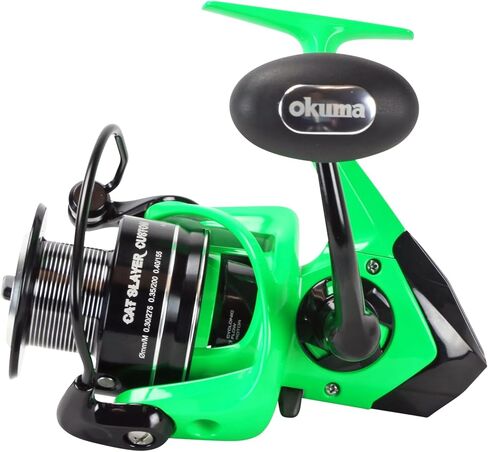 Okuma Cat Slayer Custom Spinning Reel – 6000 Size Catfish Reel with DFD Dual Force Drag, Flite Drive System, UV Reactive Body, Neon Green, CSC-6000NG in Kuwait