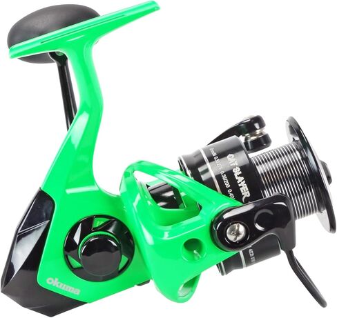 Okuma Cat Slayer Custom Spinning Reel – 6000 Size Catfish Reel with DFD Dual Force Drag, Flite Drive System, UV Reactive Body, Neon Green, CSC-6000NG in Kuwait