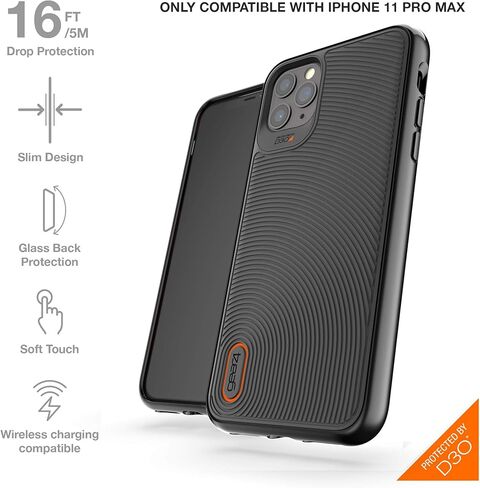 ZAGG Gear4 Battersea Compatible with iPhone 11 Pro Max Case, Advanced Impact Protection with Integrated D3O Technology Phone Cover - Black in Saudi Arabia