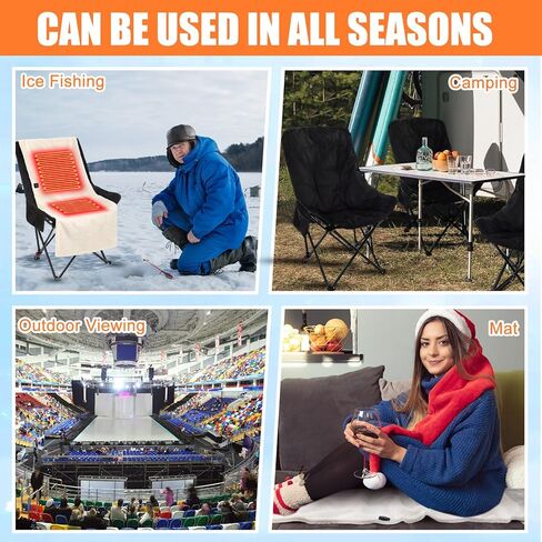 2 Set Camping Chairs with Heated Cushions – Foldable Portable Outdoor Chairs for Winter, Tailgating, Fishing, Sports, Beach, Power Bank Not Included(Round Style) in Saudi Arabia