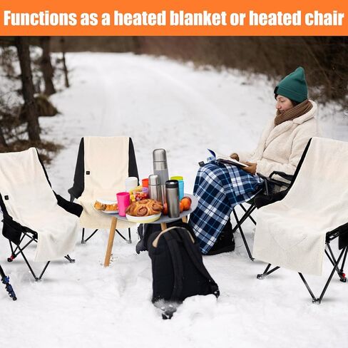 2 Set Camping Chairs with Heated Cushions – Foldable Portable Outdoor Chairs for Winter, Tailgating, Fishing, Sports, Beach, Power Bank Not Included(Round Style) in Saudi Arabia