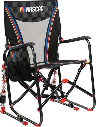 GCI Outdoor NASCAR Adjustable Rocker Camping & Sideline Sports Chair | Portable Folding Rocking Chair with Durable Armrests, Adjustable Shocks & Drink Holder in Saudi Arabia