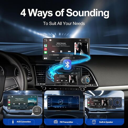 شاشة تشغيل لاسلكية محمولة من بليمبتون - شاشة لمس عالية الدقة مقاس 10.36 بوصة لأجهزة Apple CarPlay وAndroid Auto، وكاميرا داش، والتحكم الصوتي، والتسجيل الحلقي، وكاميرا احتياطية، ووصلة مرآة، وFM، وبلوتوث لجميع المركبات in Kuwait