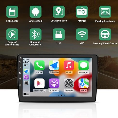 Car Radio Stereo Upgrade for Jeep Wrangler 2007-2018/Dodge Ram 1500, Android Head Unit with 10.1-Inch Touch Screen/Backup Camera/Wireless CarPlay & Android Auto/Mirroring/Wi-Fi/FM/SWC in Saudi Arabia