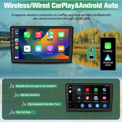 Car Radio Stereo Upgrade for Jeep Wrangler 2007-2018/Dodge Ram 1500, Android Head Unit with 10.1-Inch Touch Screen/Backup Camera/Wireless CarPlay & Android Auto/Mirroring/Wi-Fi/FM/SWC in Saudi Arabia
