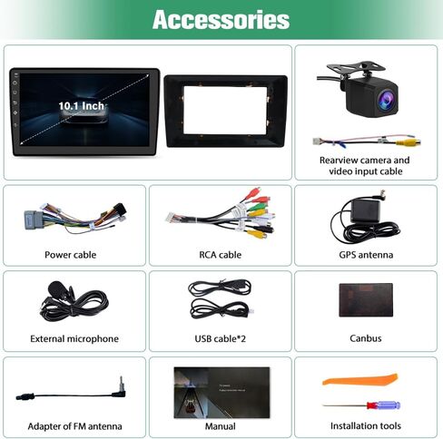 Car Radio Stereo Upgrade for Jeep Wrangler 2007-2018/Dodge Ram 1500, Android Head Unit with 10.1-Inch Touch Screen/Backup Camera/Wireless CarPlay & Android Auto/Mirroring/Wi-Fi/FM/SWC in Saudi Arabia