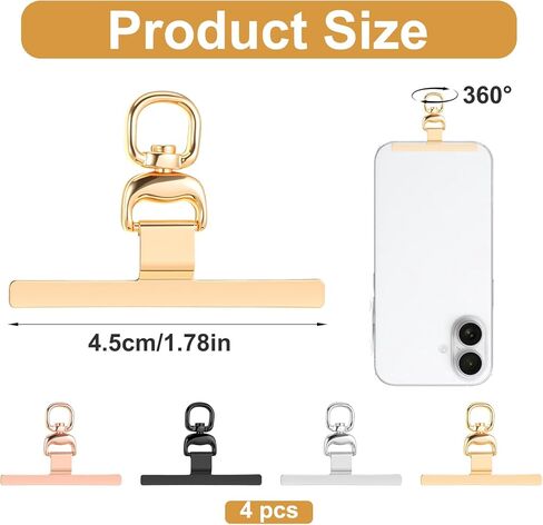 4 PCS Phone Tether Tab Phone Lanyard Patch with 360° Swivel Rotatable Without Adhesive Heavy Duty Universal Phones Insert for Strap Replacement Part Compatible with Cell Phones Straps Wristbands in Kuwait