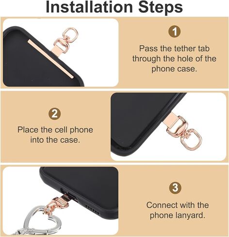 4 PCS Phone Tether Tab Phone Lanyard Patch with 360° Swivel Rotatable Without Adhesive Heavy Duty Universal Phones Insert for Strap Replacement Part Compatible with Cell Phones Straps Wristbands in Kuwait