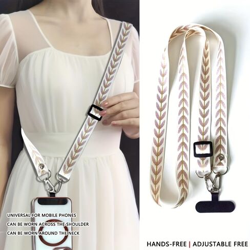 Mobile Phone Lanyards with Leaf, Long and Wide Shoulder Straps, Adjustable, Sturdy, Durable for All Kinds of Smartphones in Saudi Arabia