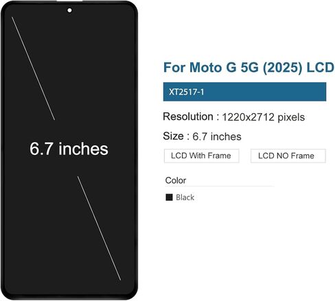 Motorola LCD لـ G 5G [إصدار 2025] مجموعات استبدال الشاشة مع إطار XT2513V XT2513-1 XT2513-2 مجموعة شاشة تعمل باللمس محول رقمي 6.7 بوصة in Kuwait