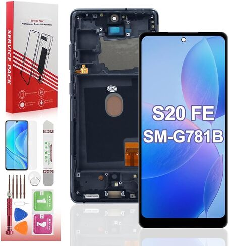 شاشة LCD بديلة لهاتف Samsung Galaxy S20 FE 5G لهاتف Galaxy S20 FE SM-G781 G781B G781U G781F/DS G781W شاشة LCD تعمل باللمس مقاس 6.5 بوصة (أسود مع إطار) in Kuwait