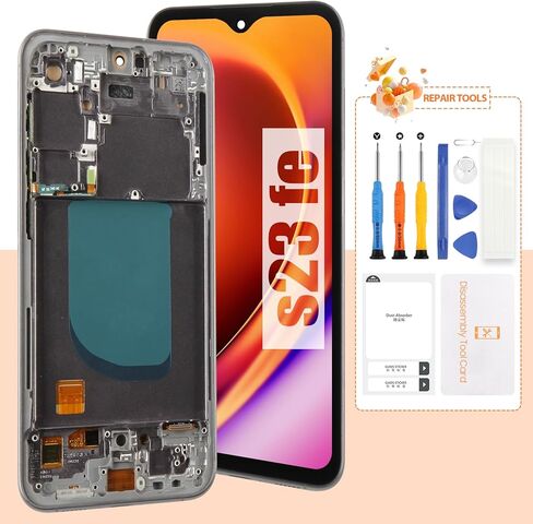 شاشة OLED لشاشة Samsung S23 FE بديلة لشاشة Samsung S23 FE LCD SM-S711B، SM-S711U أجزاء إصلاح مجموعة التحويل الرقمي التي تعمل باللمس مع إطار (أسود مع وظيفة بصمة الإصبع) in Saudi Arabia